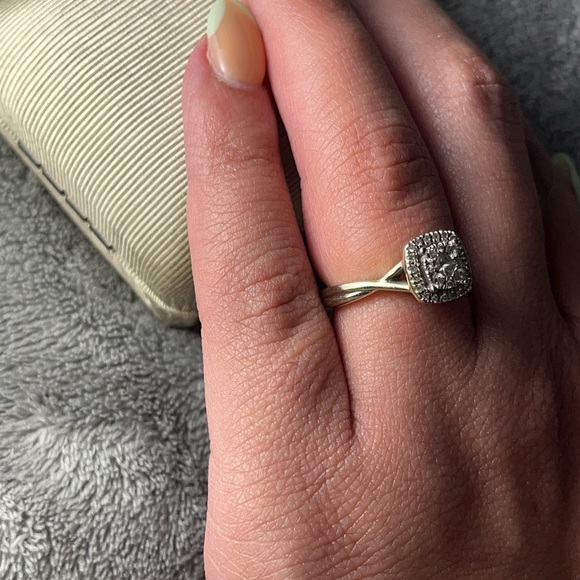 Set de anillo de compromiso y alianza de Oro blanco 10k - Picture 4 of 12